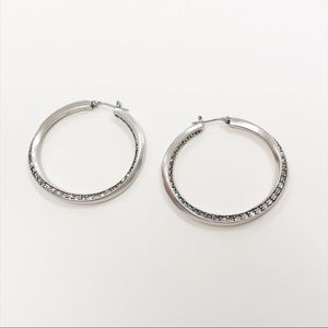 Sparkly crystal and silver hoop earrings